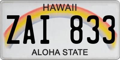 HI license plate ZAI833