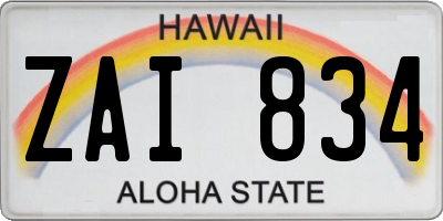 HI license plate ZAI834