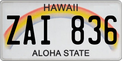 HI license plate ZAI836