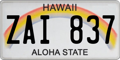 HI license plate ZAI837