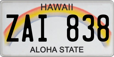 HI license plate ZAI838