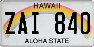 HI license plate ZAI840