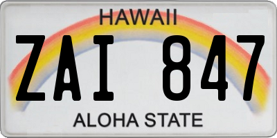 HI license plate ZAI847