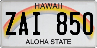 HI license plate ZAI850