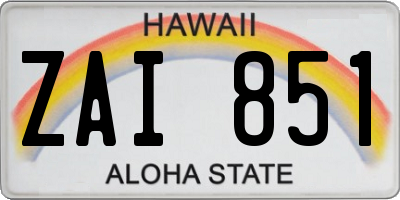 HI license plate ZAI851