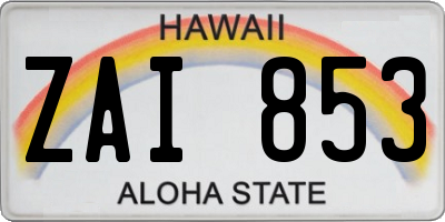 HI license plate ZAI853