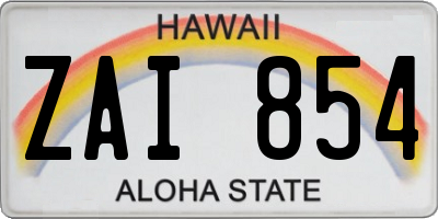 HI license plate ZAI854