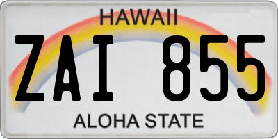 HI license plate ZAI855
