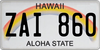 HI license plate ZAI860