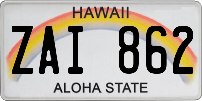 HI license plate ZAI862