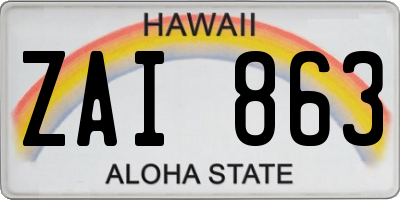 HI license plate ZAI863