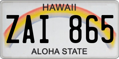 HI license plate ZAI865