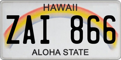 HI license plate ZAI866