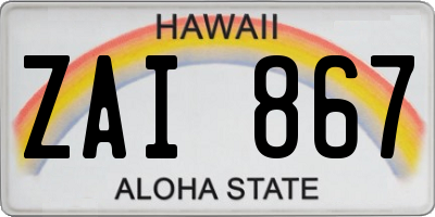 HI license plate ZAI867