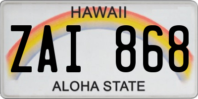 HI license plate ZAI868