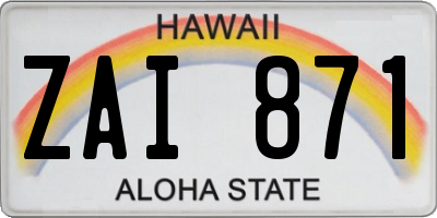 HI license plate ZAI871