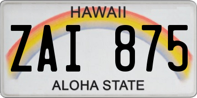 HI license plate ZAI875