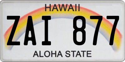 HI license plate ZAI877