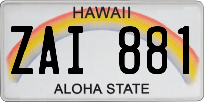 HI license plate ZAI881