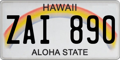 HI license plate ZAI890