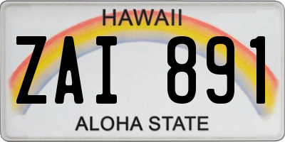 HI license plate ZAI891
