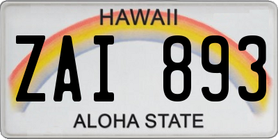 HI license plate ZAI893