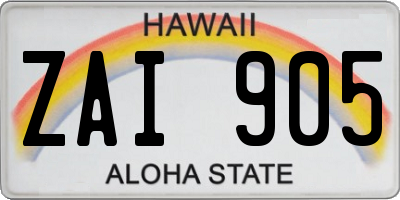 HI license plate ZAI905
