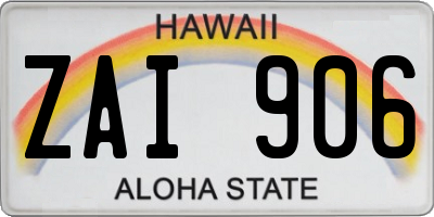 HI license plate ZAI906