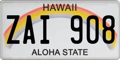 HI license plate ZAI908