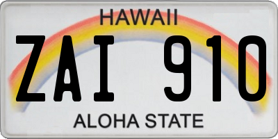 HI license plate ZAI910