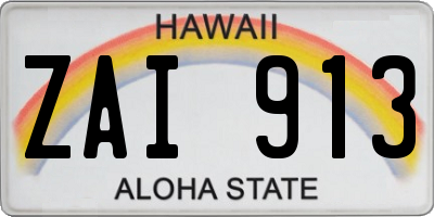 HI license plate ZAI913