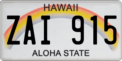 HI license plate ZAI915