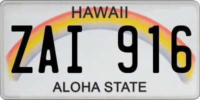 HI license plate ZAI916