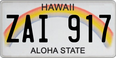 HI license plate ZAI917
