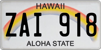 HI license plate ZAI918