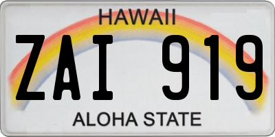HI license plate ZAI919
