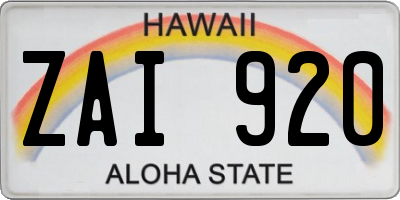 HI license plate ZAI920