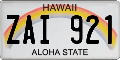 HI license plate ZAI921