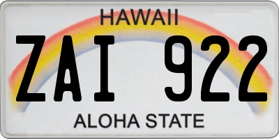 HI license plate ZAI922