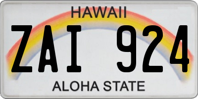 HI license plate ZAI924