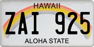 HI license plate ZAI925