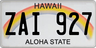 HI license plate ZAI927