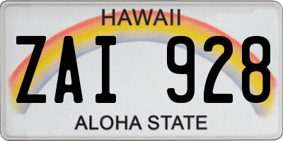 HI license plate ZAI928