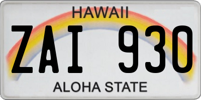HI license plate ZAI930