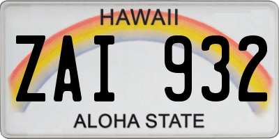 HI license plate ZAI932