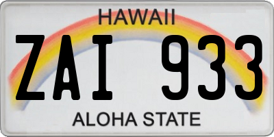 HI license plate ZAI933