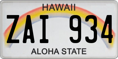 HI license plate ZAI934