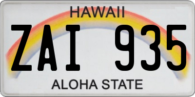 HI license plate ZAI935