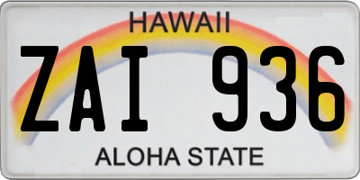 HI license plate ZAI936