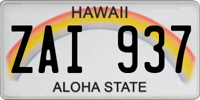 HI license plate ZAI937